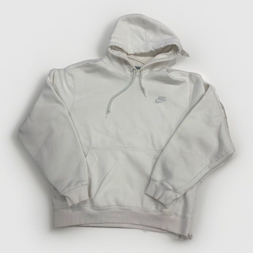 NIKE Sweatshirt Size Medium Hoodie White Mini Swoosh Pullover Vintage Y2K